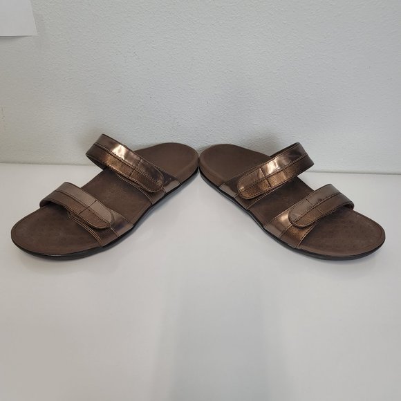 Vionic Shore Metallic Bronze 2 Strap Slip on 9 - Picture 3 of 7